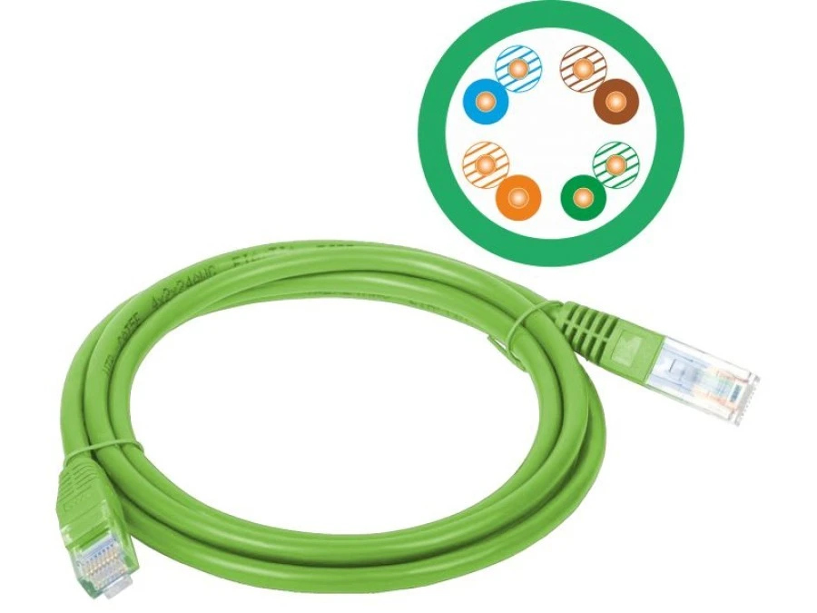 Patch‑cord U/UTP kat.5e PVC 3.0m zielony KKU5ZIE3