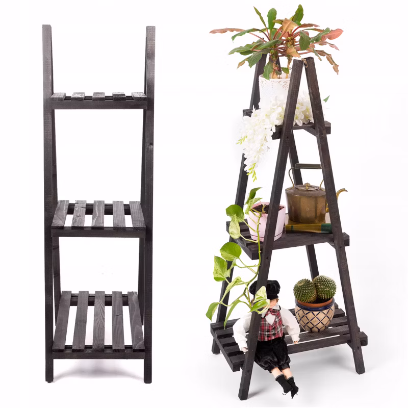 Kwietnik drewniany Eco Deco 114 cm wysokość 3 półki brązowy impregnowany 1 szt.