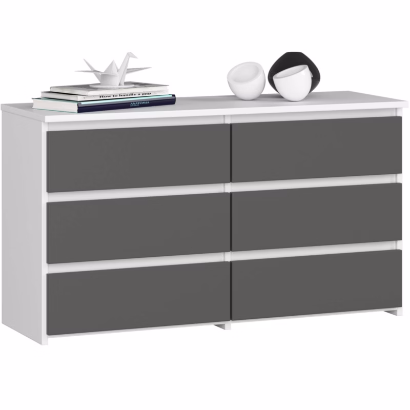 Komoda Akord CL100 Biała 100 cm 6 szuflad kolor Grafit Szary mat 100x35x57 cm 1 szt.