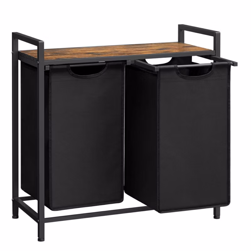 Kosz na pranie LOFT Songmics 2x46l dwie wysuwane komory czarny 1 szt.