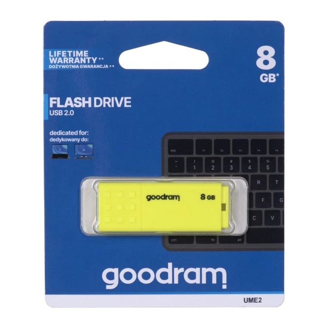 Pendrive GoodRam UME2 UME2‑0080Y0R11 (8GB USB 2.0 kolor żółty)