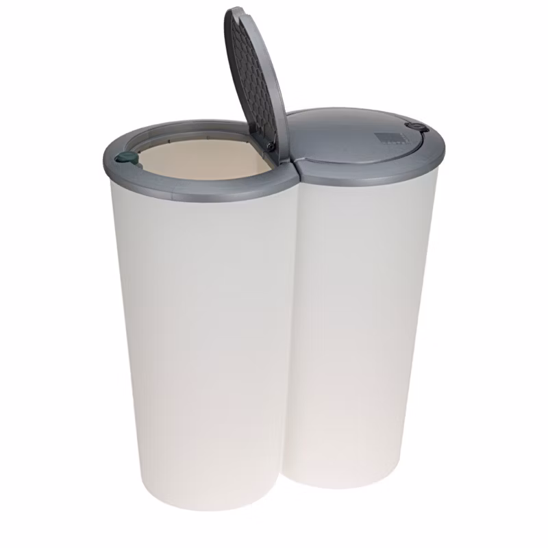 Kosz na śmieci z pokrywą H&S Decoration biały podwójny 50L 1 szt.