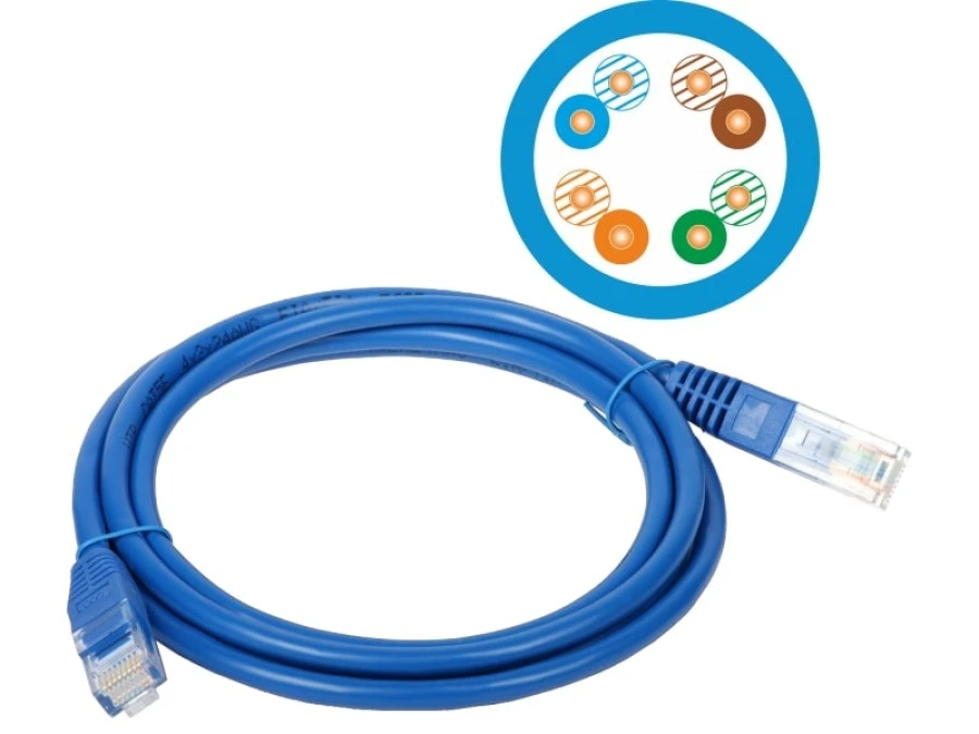 Patch‑cord U/UTP kat.5e PVC 5.0m niebieski KKU5NIE5