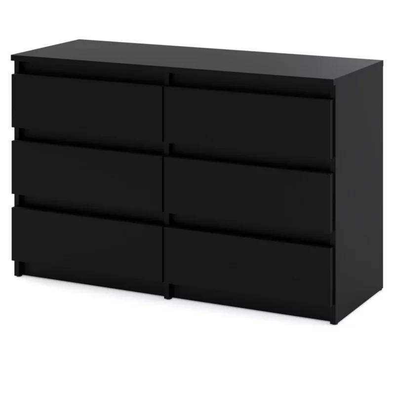 Komoda Hurtownia-Mebli Szuflady 6 Hugo Średnia 100cm Czarny Mat Czarny Mat 100×33.5×71.5 cm 1szt.