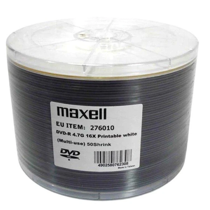 Płyty DVD‑R 4,7GB 16X MAXELL PRINTABLE 276010 50 shrink