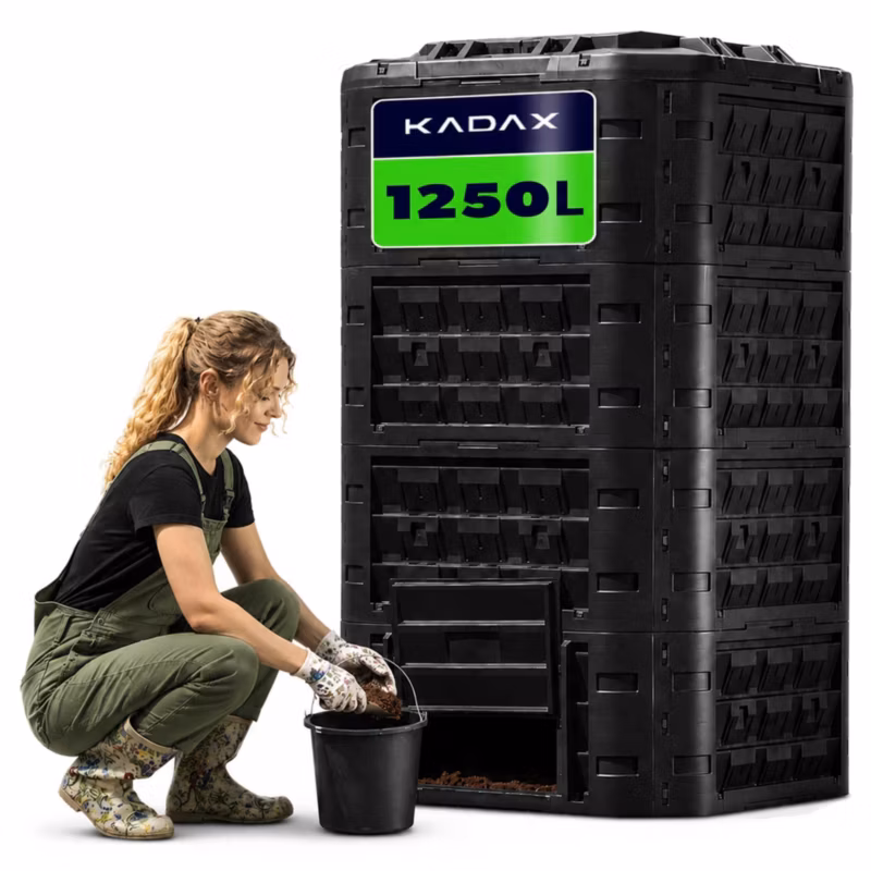 Kompostownik KADAX Czarny Ogrodowy modułowy mrozoodporny Na Nawóz Zbiornik 1250L 1szt.