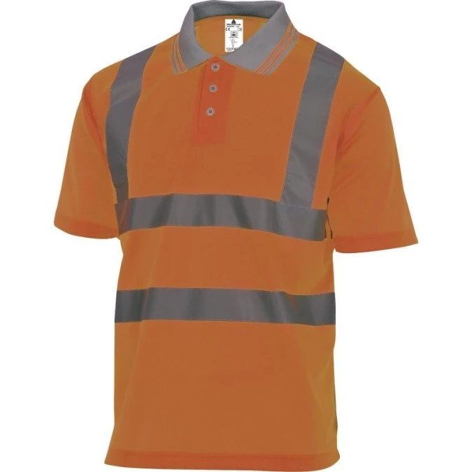 Polo ostrzegawcze z krótkimi rękawami z poliestru kołnierz zapinany na guziki 160 g/m2 pomarańczowy fluo rozmiar XL OFFSHORXG