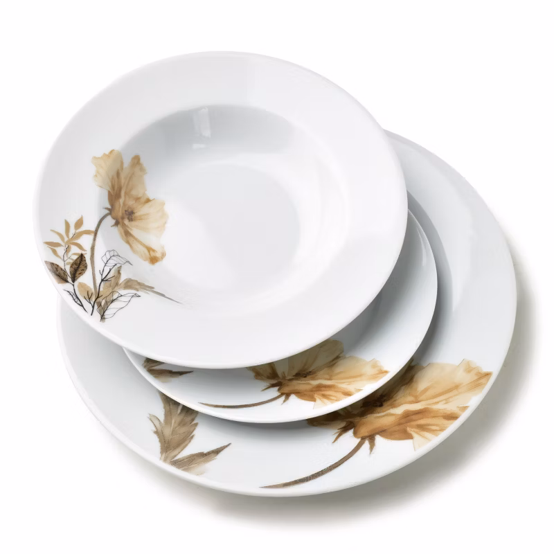 Komplet obiadowy porcelanowy MONDEX LEA 27cm beż 18el kpl