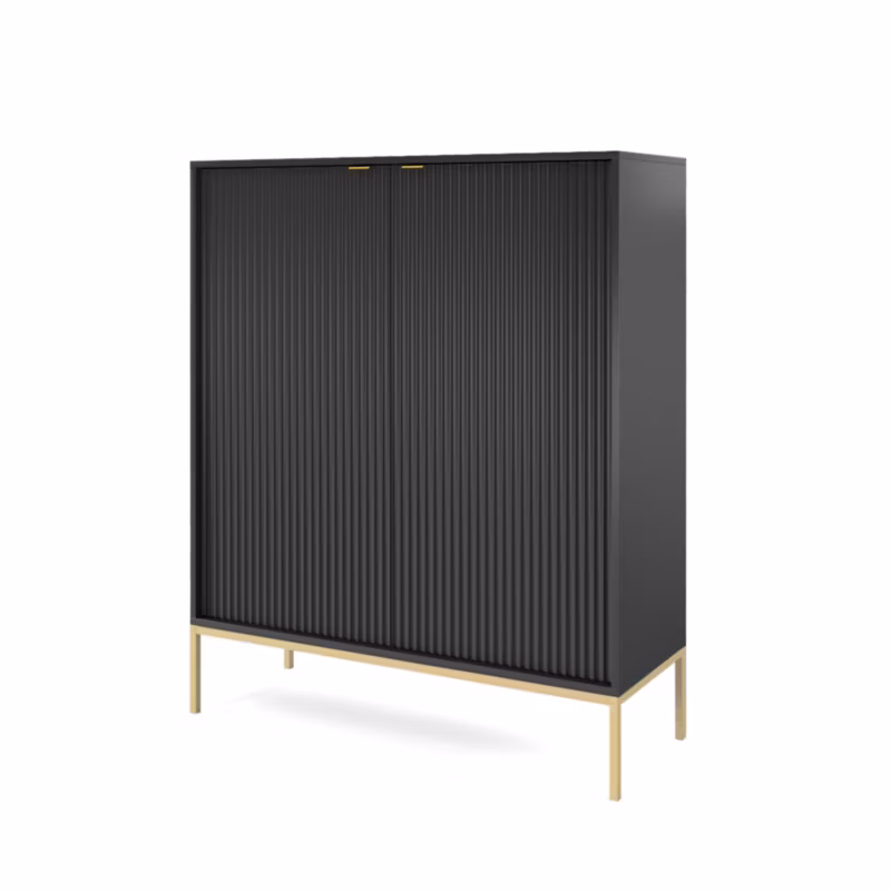 Komoda wysoka dwudrzwiowa Bettso Nova 104 cm na złotych nogach czarny 1szt.