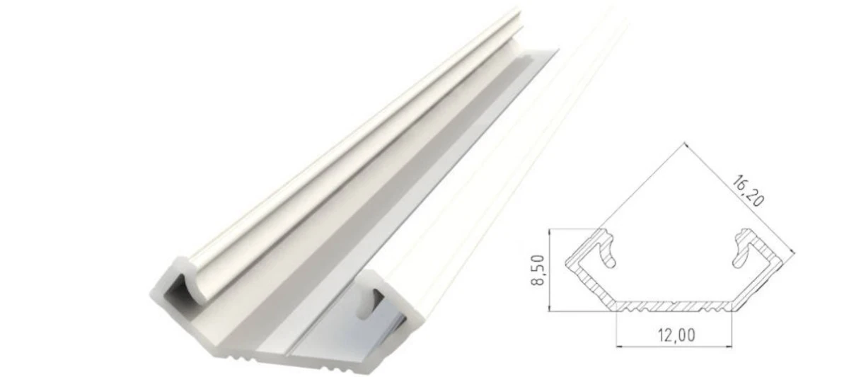 Narożny profil LED biały lakier 3030mm AL12‑GLC1‑LW‑3000 GLALU
