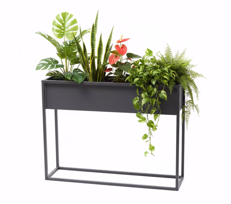 Kwietnik stojący JAKPOL Cubo Loft 60×80 cm metalowy szary 1 szt.