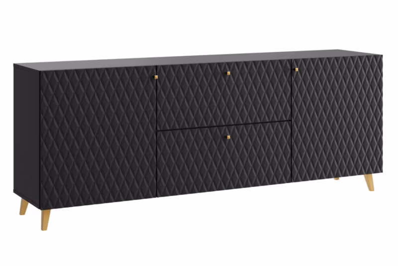 Komoda RTV MINIO go for it LOKET 180cm, czarny/czarny MDF wzór M10, 1 szt.