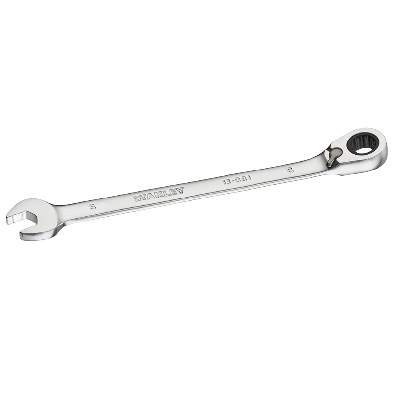 Klucz płasko-oczkowy Stanley z grzechotką – krótki, rozmiar 13mm