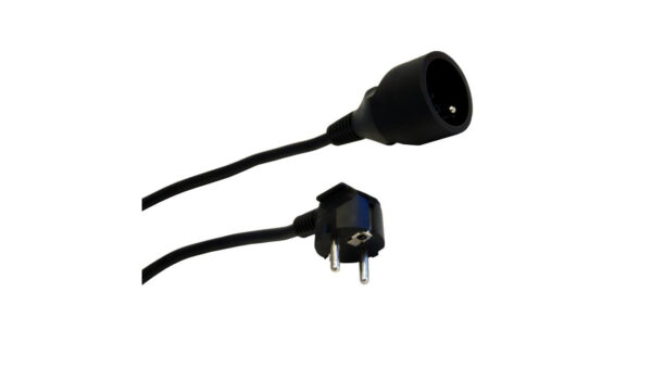 Przedłużacz 1-gniazdowy, 5m, 3×1,5mm OWY czarny 28223