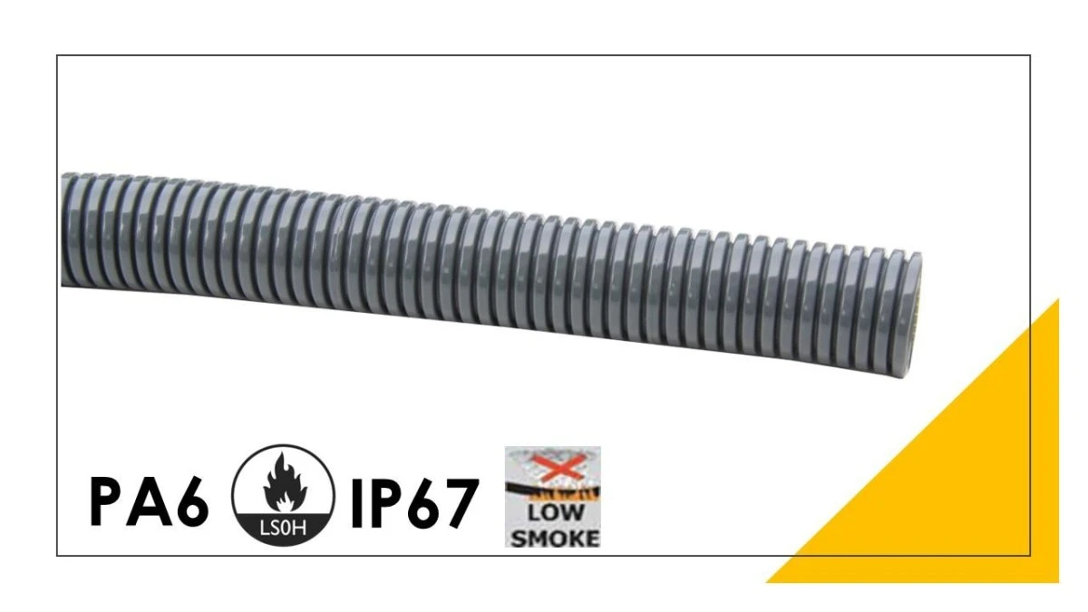 Peszel poliamidowy PA6‑S bezhalogenowy 12,2mm/15,7mm DN 12 szary 801.212.0 /50m/