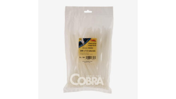Opaska kablowa otwierana wielokrotnie biała 150×7.6 COBRA /100szt./ 962101