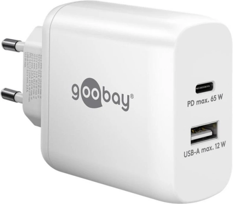Podwójna szybka ładowarka USB‑C™ PD (65 W) biały 65410