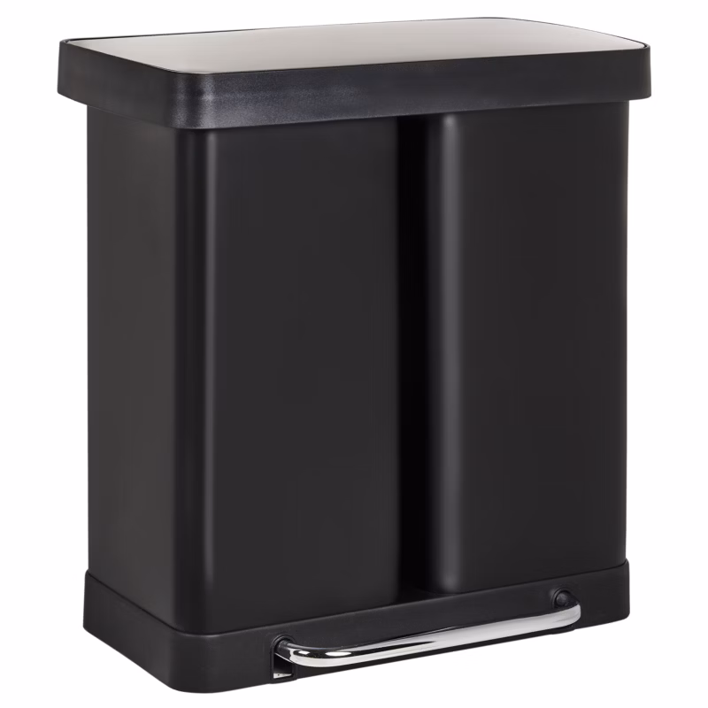Kosz na śmieci z pedałem dwukomorowy 60 L Ecosort Metal Czarny 1 szt.