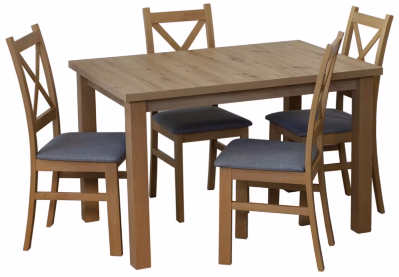 Komplet stół 120×80 z 4 krzesłami Bonni M008-4 Dąb Artisan 1 kpl.