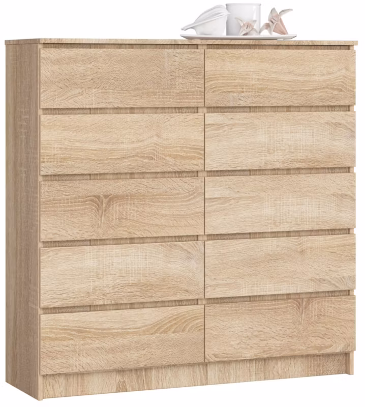 Komoda Akord K120 Dąb Sonoma 120 cm 10 szuflad kolor Dąb Sonoma mat 120x40x121 cm 1 szt.