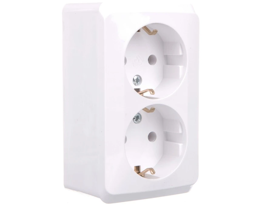 Prima Gniazdo podwójne z/u SCHUKO białe prima WDE001048