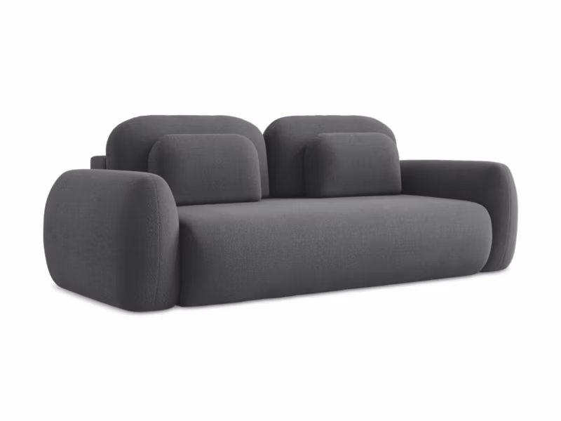 Kanapa 3-osobowa z funkcją spania LaMiaSofa FERRETTI z tkaniny bouclé 266×121 cm ciemny szary 1 szt.