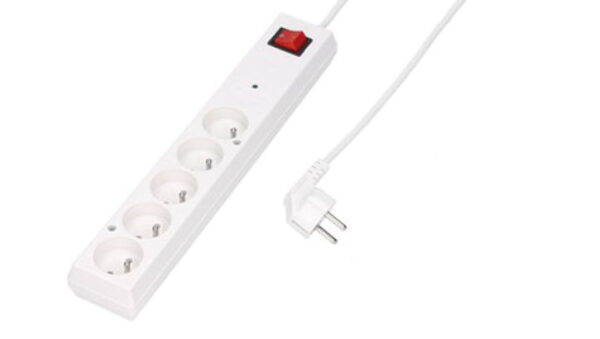 Listwa przeciwprzepięciowa PS-5PF z filtrem 5-gniazd z/u 10A 1,5m /OMY 3×1/ biała