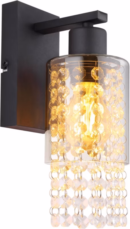 Kinkiet Globo Lighting Backey czarny mat/przydymiony, oprawa E27, 1 szt.