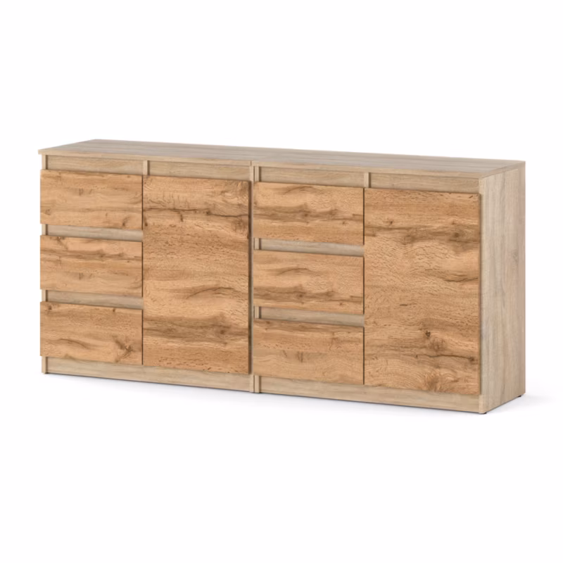 Komoda Hurtownia-Mebli Szuflady 6 Agna Mini 160cm Dąb Sonoma Dąb Wotan 160x35x75 cm 1szt.