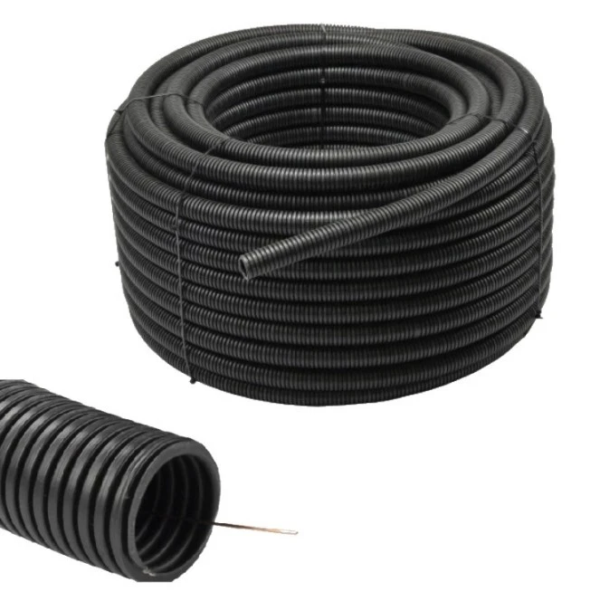 Peszel z Pilotem Rura Karbowana do kabli 25/19mm Wytrzymała 750N Czarna 50M