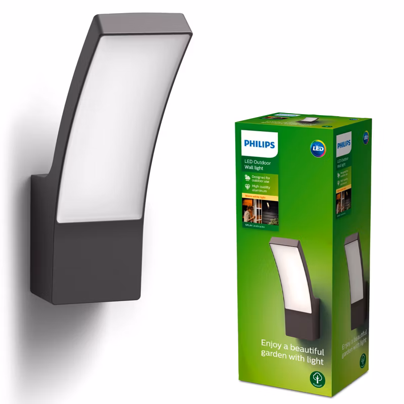 Kinkiet Ogrodowy Splay Philips Lampa Zewnętrzna 3.8W 800lm 2700K Antracyt 1 szt.