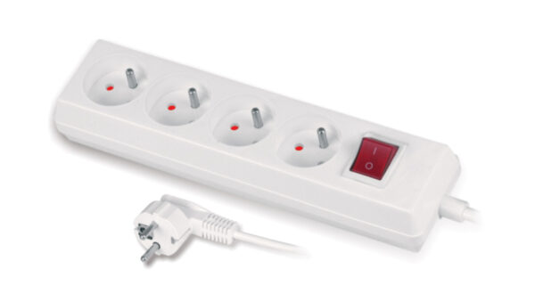 Przedłużacz z wyłącznikiem 4-gniazda z/u 10A 5m /OMY 3×1/ biały PS-470WS