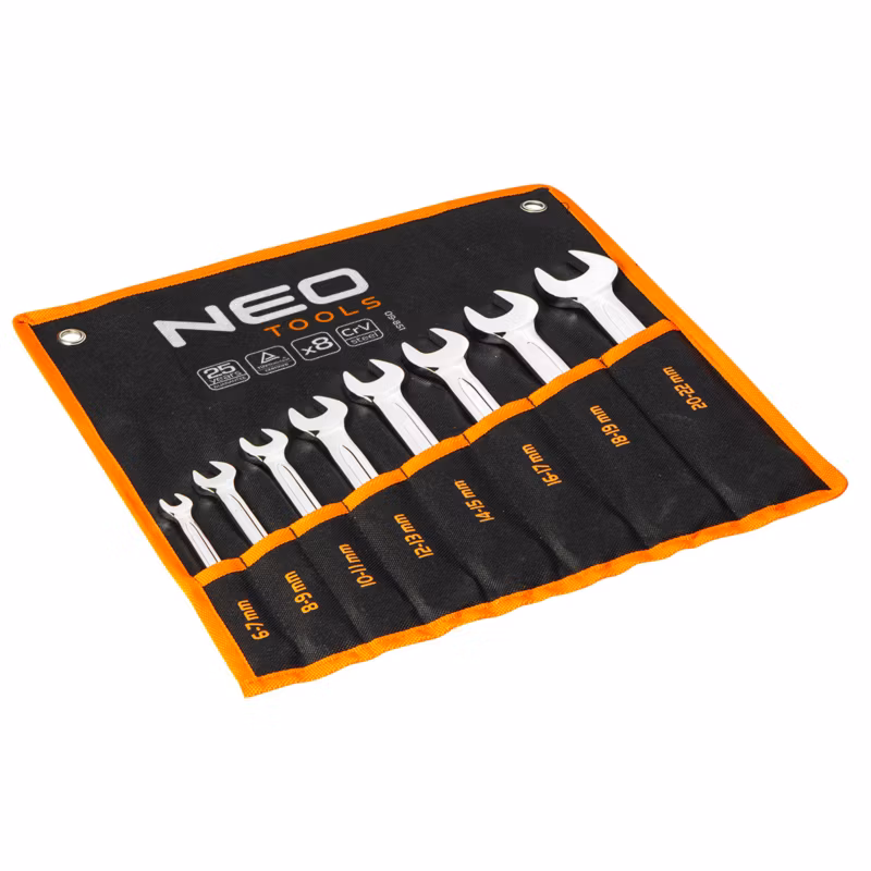 Klucze płaskie NEO TOOLS dwustronne 6-22 mm, zestaw 8 szt. 1 kpl
