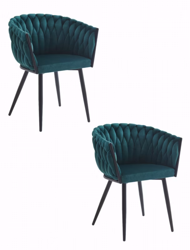 Krzesło EDANTI, aksamit zieleń nowoczesny design 2 szt.