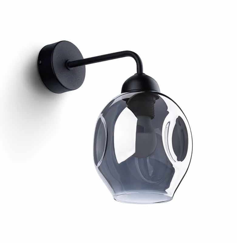 Kinkiet ścienny Sollux Lighting Fillan czarny-dymiony 1 x E27 x IP20 wym: 29 x 25 x 15 cm – 1 szt.