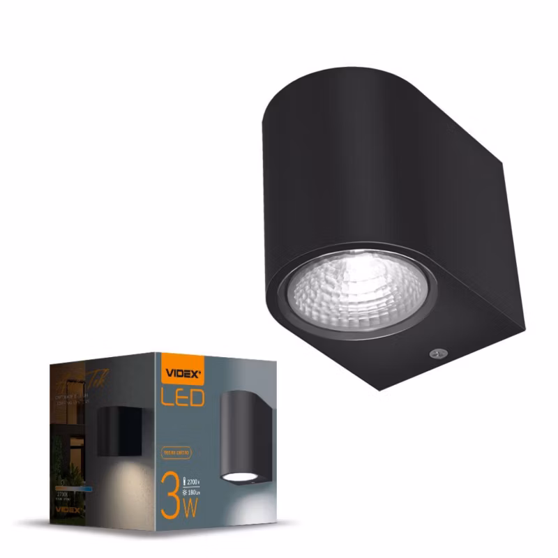 Kinkiet ścienny zewnętrzny Videx Pelle czarny LED 3W 2700K 270lm IP54 wym: 8,1 x 6,8 x 9,2 cm aluminium – 1 szt.