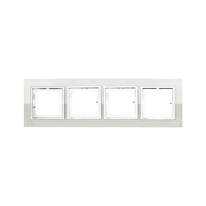 Premium Ramka szeroka czterokrotna Szkło białe plus chrom Ra‑4 PR/M BI/Ch