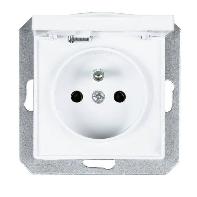 Premium Gniazdo wtyczkowe pojedyncze p/t 2p+Z, 16A, 250V, bryzgoodporne białe moduł GPT‑16 PrH moduł BI
