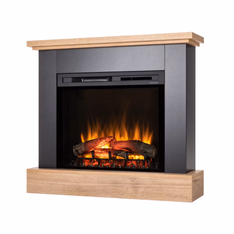 Kominek elektryczny Warmtec Jukon 28″ XHD LED 1400W funkcja grzania czarny jasny dąb 1szt.