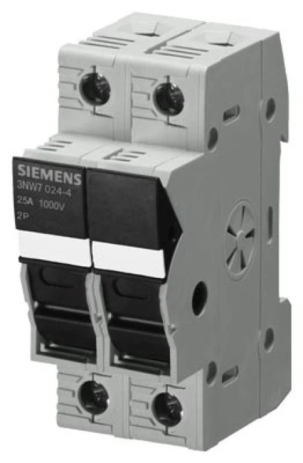 Podstawa bezpiecznikowa do wkł. cylindrycznych 10x38mm 25A 1000V 2P z diodą sygnalizacyjną PV 3NW7024‑4