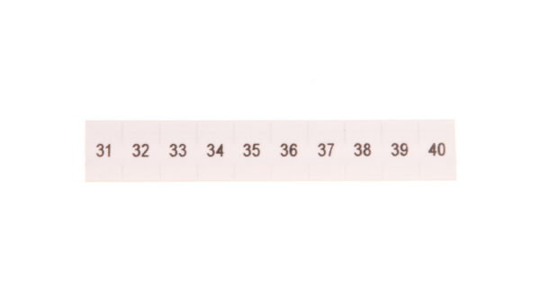 Oznacznik do złącz szynowych, opisówka ZB 6 numerowana od 31-40 kolor biały /10szt./