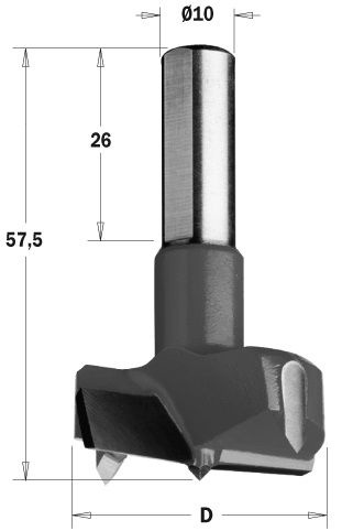 Wiertło puszkowe HW D=15 L=57,5 S=10×26 RH CMT 317.150.11