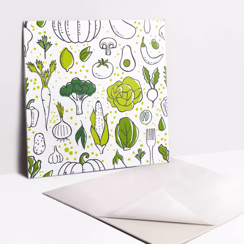 Kafelki samoprzylepne Tulup 30×30 cm Rysunkowe zielone warzywa 9 szt.