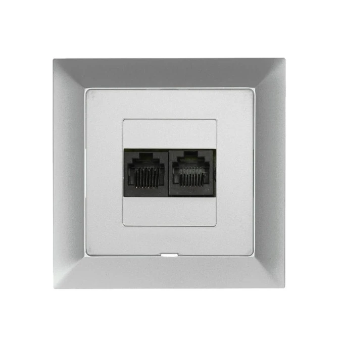 Premium Gniazdo komputerowe 2x8pin zacisk krone kolor srebrny GTP ‑ 22 Pr SR