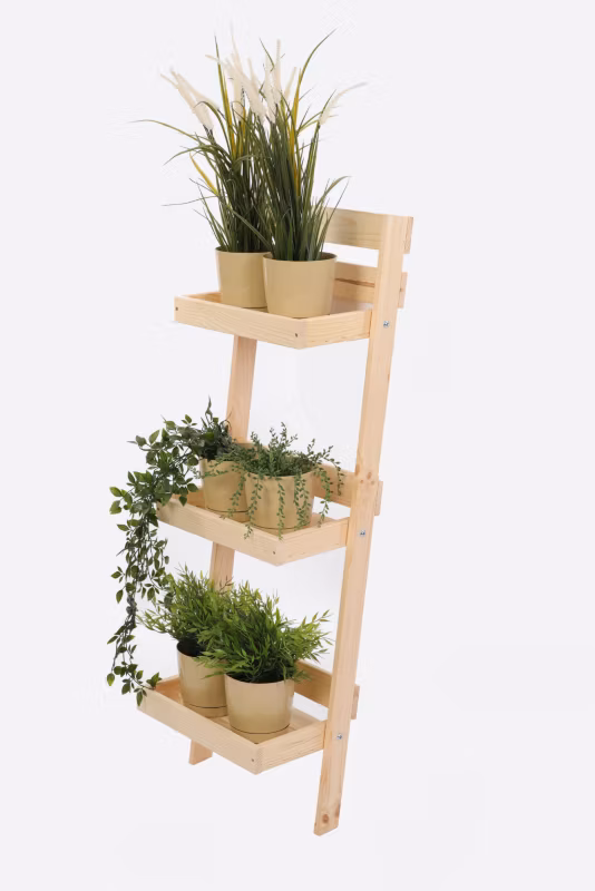 Kwietnik drewniany MODO24 3-poziomowy opierany o ścianę 115x37x23 cm naturalny eko 1 szt.