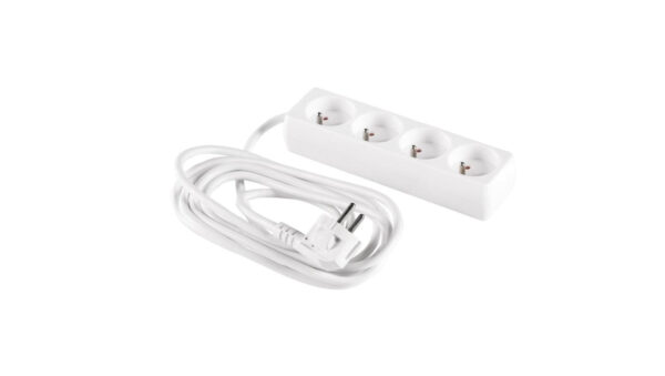 Przedłużacz 4-gniazda z/u 1,5m /H05VV-F 3G1/ biały PM-BW-4G-15