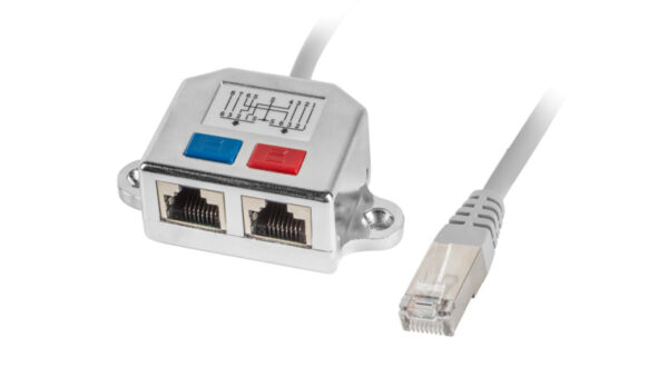 Adapter – rozdzielacz LAN RJ45 – 2xRJ45 FTP /2 urządzenia na 1 kablu/ AD-0026-S