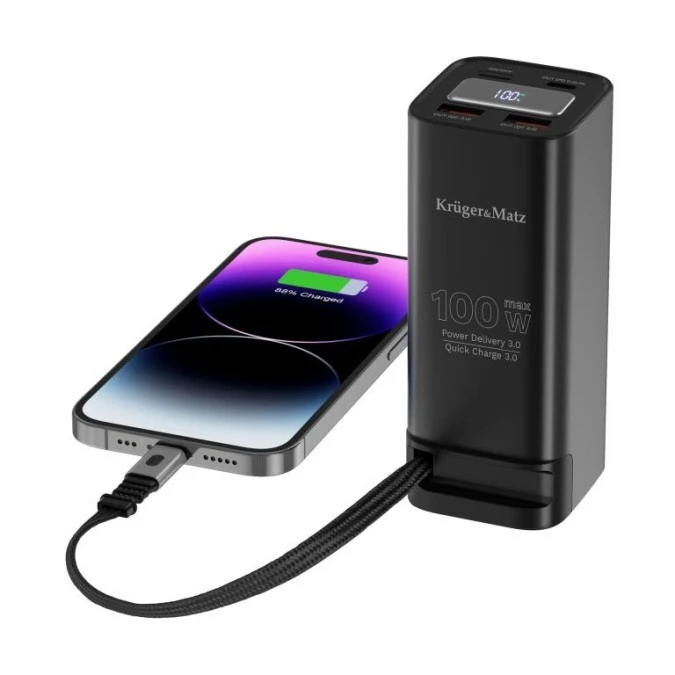 PowerBank KrugeriMatz 20000 mAh Li‑ion 100W z funkcją QC oraz PD