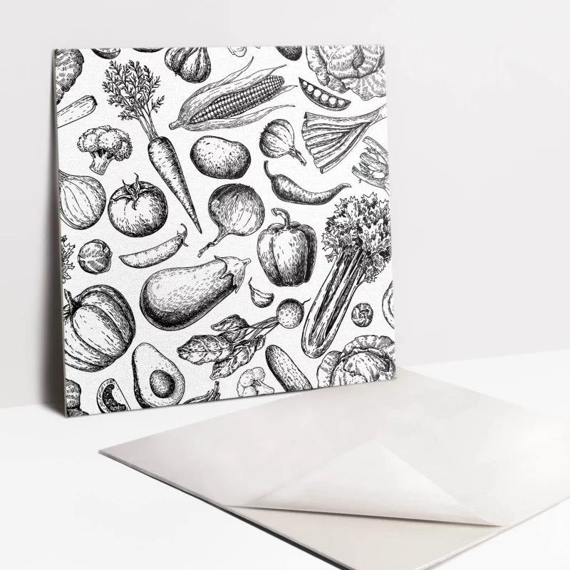 Kafelki samoprzylepne Tulup 30×30 cm Rysunkowe warzywa 9 szt.