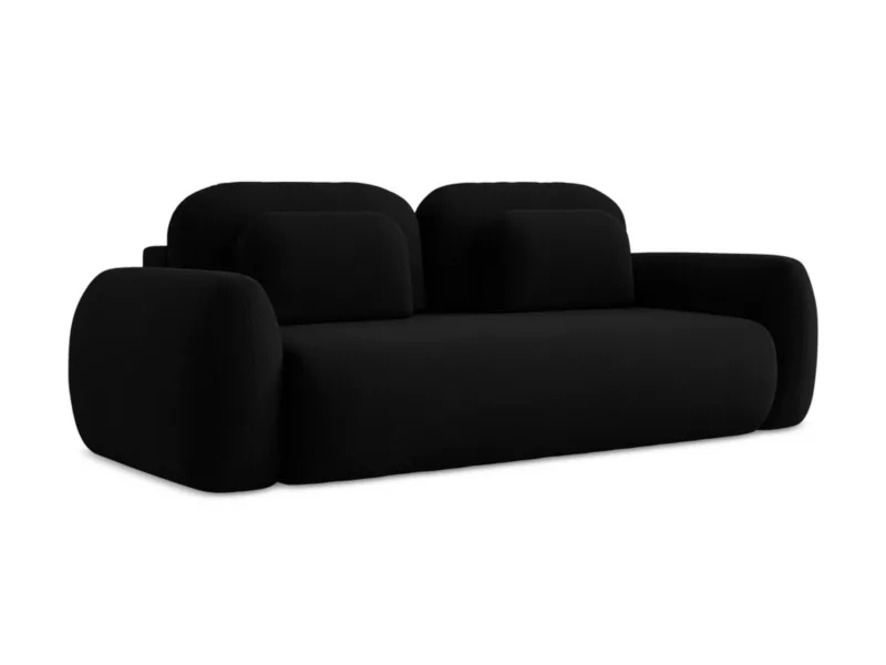 Kanapa 3-osobowa z funkcją spania LaMiaSofa FERRETTI z tkaniny bouclé 266×121 cm czarny 1 szt.